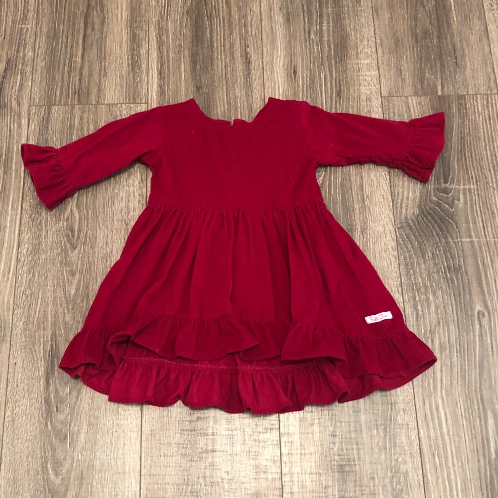 Corduroy ruffle high low tunic
